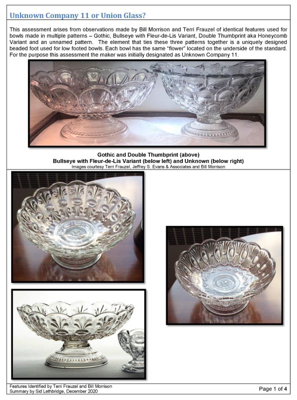 EAPGS Pattern Index UNION GLASS CO. UNNAMED PATTERN No. 1 (AKA)