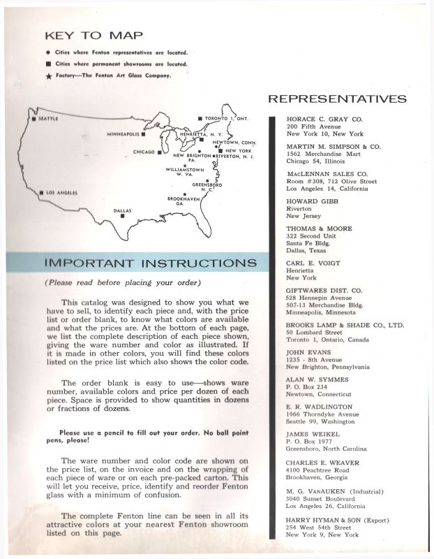 EAPGS Pattern Index REPRODUCTIONS/REINTRODUCTIONS FENTON ART GLASS
