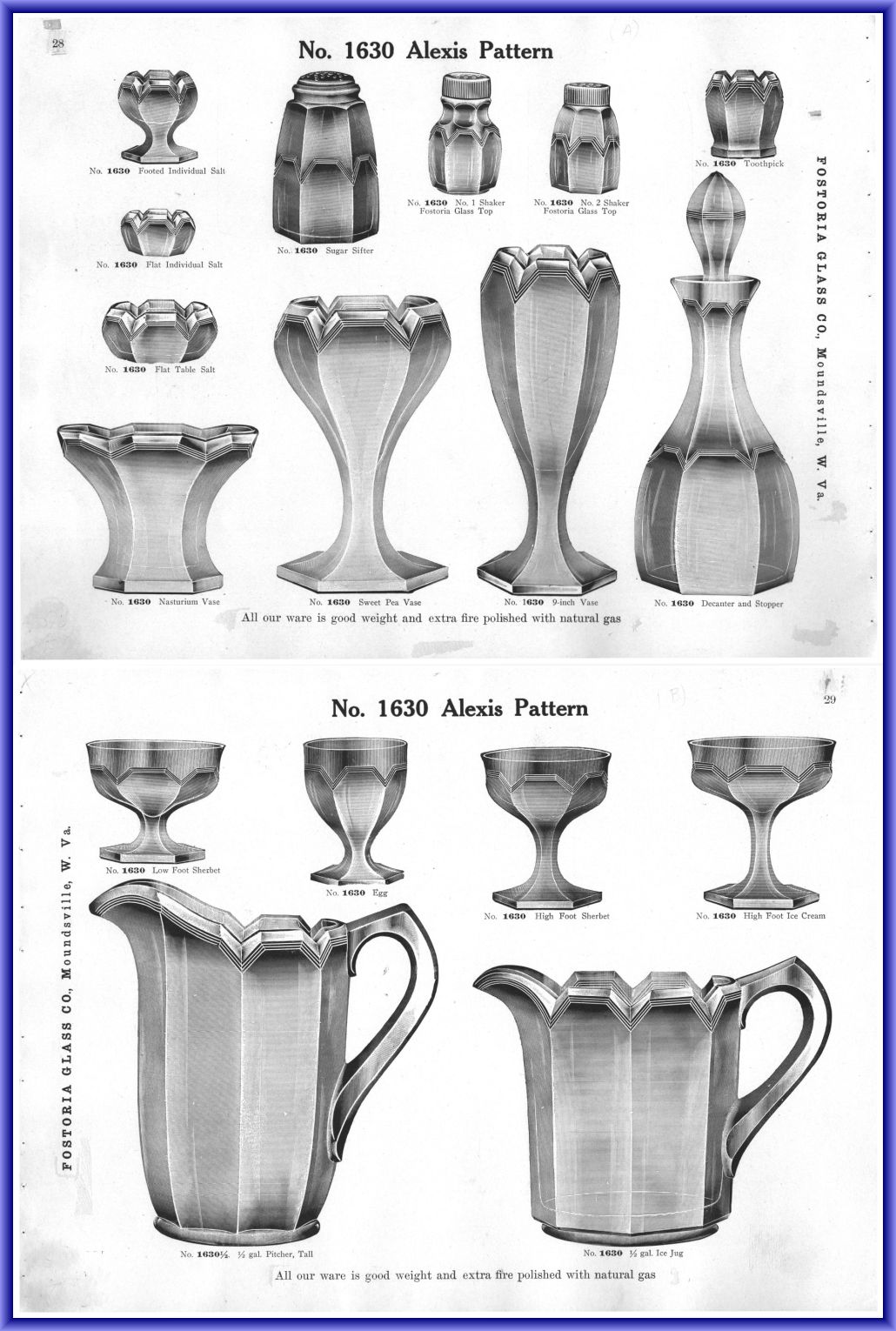 EAPGS Pattern Index FOSTORIA GLASS CO. No. 1630 ALEXIS (OMN)
